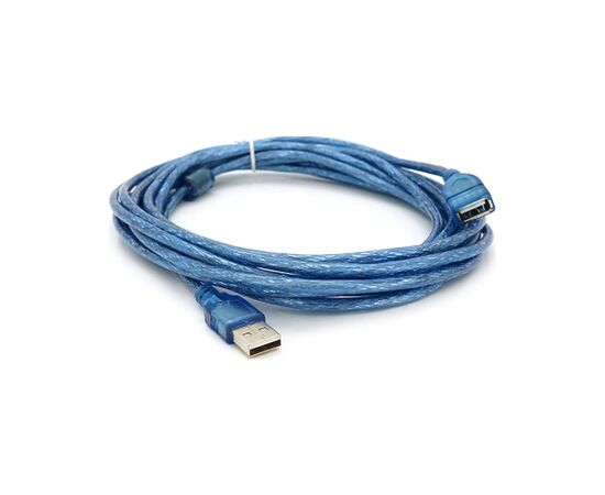 Дата кабель USB 2.0 AM/AF 5.0m ferrite transparent blue Voltronic (YT-AM/AF-5.0TBL)