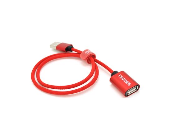 Дата кабель USB 2.0 AM/AF 0.5m red VEGGIEG (YT-AM/AF-UF2-0.5)