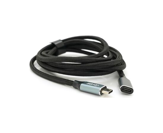 Дата кабель USB-C M/F 2.0m USB 3.2 Gen2 100W 10Gbps 4K60Hz black Voltronic (YT-TC-TC-EXB-2m), зображення 2