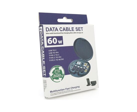 Дата кабель USB charging cable set Treasure box 0.2m 60w black Voltronic (Data Cable Set/60B), изображение 4 Дата кабель USB charging cable set Treasure box 0.2m 60w black Voltronic (Data Cable Set/60B), изображение 4