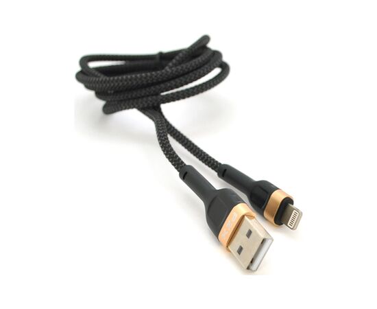 Дата кабель USB 2.0 AM to Lightning 1.0m 3.0A black gold PZX (V-165), изображение 2 Дата кабель USB 2.0 AM to Lightning 1.0m 3.0A black gold PZX (V-165), изображение 2