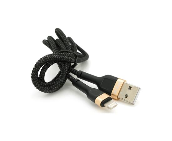 Дата кабель USB 2.0 AM to Lightning 1.0m 3.0A black gold PZX (V-165), изображение 3 Дата кабель USB 2.0 AM to Lightning 1.0m 3.0A black gold PZX (V-165), изображение 3