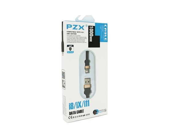 Дата кабель USB 2.0 AM to Lightning 1.0m 3.0A black gold PZX (V-165), изображение 5 Дата кабель USB 2.0 AM to Lightning 1.0m 3.0A black gold PZX (V-165), изображение 5