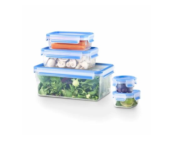 Харчовий контейнер Tefal Master Seal набір 5 шт, прозорий, синій (K3029012), зображення 4 Харчовий контейнер Tefal Master Seal набір 5 шт, прозорий, синій (K3029012), зображення 4