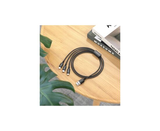 Дата кабель USB 2.0 AM to Lightning + Micro 5P + USB-C 1.0m black BOROFONE (6974443384666), изображение 2 Дата кабель USB 2.0 AM to Lightning + Micro 5P + USB-C 1.0m black BOROFONE (6974443384666), изображение 2