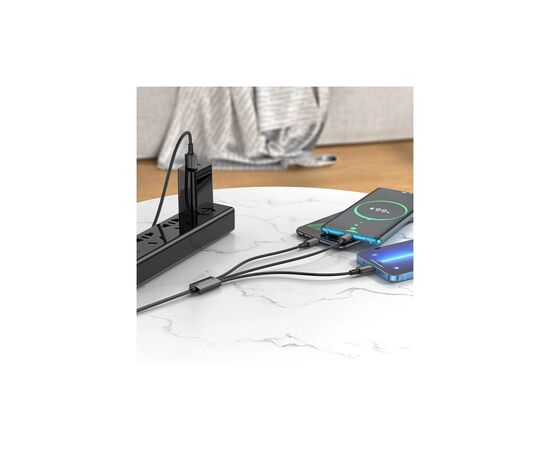 Дата кабель USB 2.0 AM to Lightning + Micro 5P + USB-C 1.0m black BOROFONE (6974443384666), изображение 3 Дата кабель USB 2.0 AM to Lightning + Micro 5P + USB-C 1.0m black BOROFONE (6974443384666), изображение 3