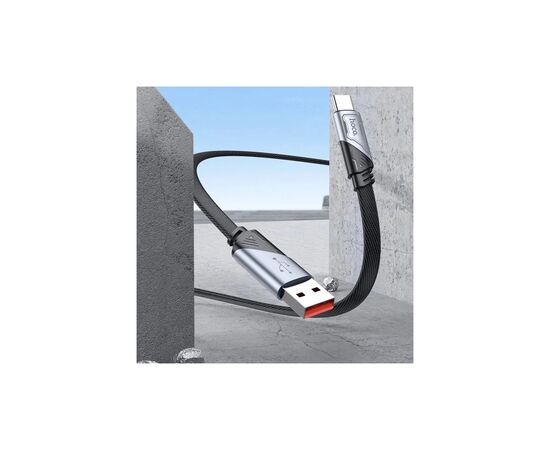 Дата кабель USB 2.0 AM to USB-C 1.2m 5A nylon black HOCO (6942007605007), изображение 5 Дата кабель USB 2.0 AM to USB-C 1.2m 5A nylon black HOCO (6942007605007), изображение 5