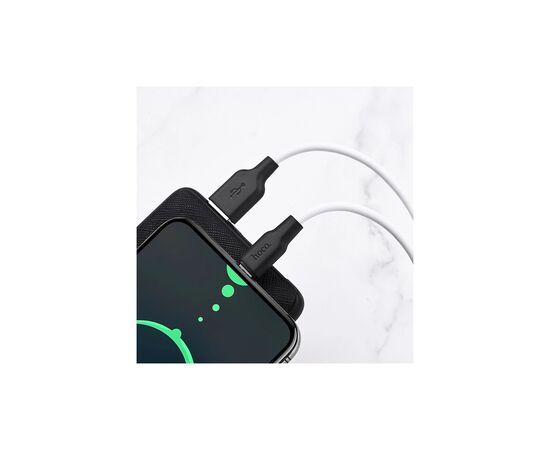 Дата кабель USB 2.0 AM to USB-C 1.0m 3A silicone black+white HOCO (6931474711915), изображение 2 Дата кабель USB 2.0 AM to USB-C 1.0m 3A silicone black+white HOCO (6931474711915), изображение 2