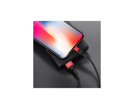 Дата кабель USB 2.0 AM to Lightning 1.0m 2A 18W nylon black+red HOCO (6957531080190), изображение 3 Дата кабель USB 2.0 AM to Lightning 1.0m 2A 18W nylon black+red HOCO (6957531080190), изображение 3