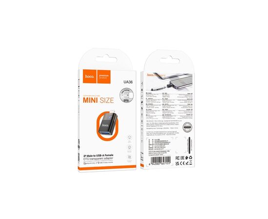 Переходник OTG USB 3.0 AF to Lightning Black HOCO (6942007647151), изображение 2 Переходник OTG USB 3.0 AF to Lightning Black HOCO (6942007647151), изображение 2