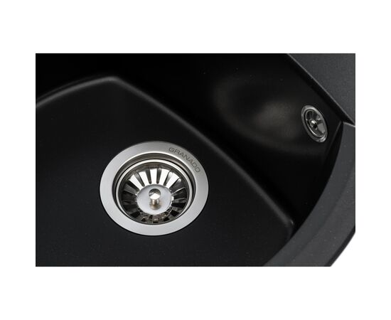 Мойка кухонная GRANADO RONDA black shine з сифоном (470*490mm.) (gr2201), изображение 3 Мойка кухонная GRANADO RONDA black shine з сифоном (470*490mm.) (gr2201), изображение 3