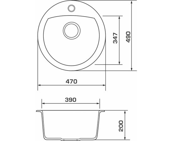 Мойка кухонная GRANADO RONDA marron з сифоном (470*490mm.) (gr2206), изображение 7