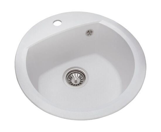 Мойка кухонная GRANADO RONDA white з сифоном (470*490mm.) (gr2205), изображение 2 Мойка кухонная GRANADO RONDA white з сифоном (470*490mm.) (gr2205), изображение 2