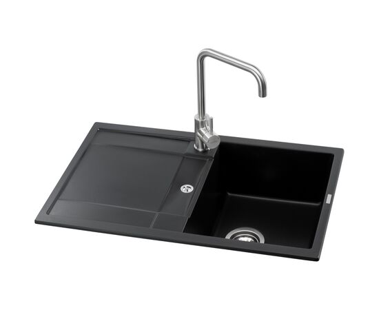 Мийка кухонна GRANADO комплект VALENCIA black shine_чаша праворуч (ksg0701R), зображення 2 Мийка кухонна GRANADO комплект VALENCIA black shine_чаша праворуч (ksg0701R), зображення 2