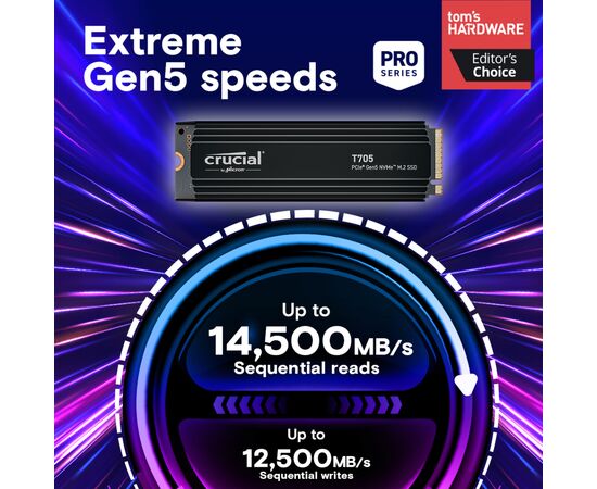 Накопичувач SSD M.2 2280 2TB T705 with Heatsink Micron (CT2000T705SSD5), зображення 3 Накопичувач SSD M.2 2280 2TB T705 with Heatsink Micron (CT2000T705SSD5), зображення 3