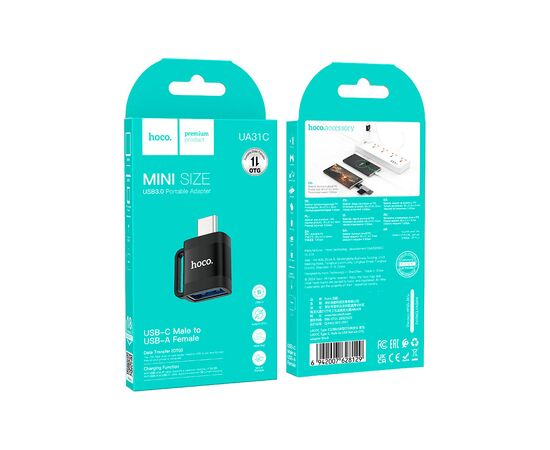 Переходник UA31C USB-C M to USB F OTG Black HOCO (6942007628129), изображение 4 Переходник UA31C USB-C M to USB F OTG Black HOCO (6942007628129), изображение 4