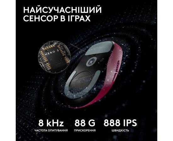 Мишка Logitech G Pro X Superlight 2 Lightspeed Wireless Magenta (910-006797), зображення 4 Мишка Logitech G Pro X Superlight 2 Lightspeed Wireless Magenta (910-006797), зображення 4