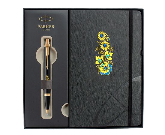 Ручка шариковая Parker IM 17 UKRAINE Black GT BP Цветы + блокнот Parker + подар.упак. GIFT24 (22032b24_T1050u), изображение 2 Ручка шариковая Parker IM 17 UKRAINE Black GT BP Цветы + блокнот Parker + подар.упак. GIFT24 (22032b24_T1050u), изображение 2