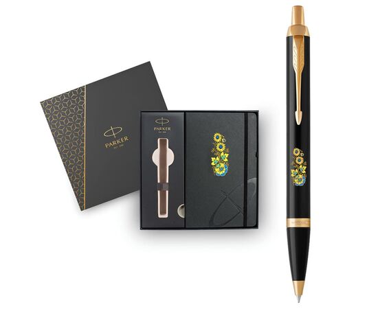 Ручка шариковая Parker IM 17 UKRAINE Black GT BP Цветы + блокнот Parker + подар.упак. GIFT24 (22032b24_T1050u), изображение 3 Ручка шариковая Parker IM 17 UKRAINE Black GT BP Цветы + блокнот Parker + подар.упак. GIFT24 (22032b24_T1050u), изображение 3