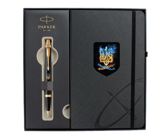 Ручка шариковая Parker IM 17 UKRAINE Black GT BP Горящий Трезубец + блокнот Parker + подар.упаковка GIFT24 (22032b24_T1170u), изображение 2 Ручка шариковая Parker IM 17 UKRAINE Black GT BP Горящий Трезубец + блокнот Parker + подар.упаковка GIFT24 (22032b24_T1170u), изображение 2