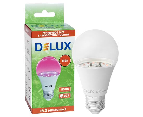 Лампочка Delux GROW BL 60N 11 Вт_230В E27 (90023253), изображение 4 Лампочка Delux GROW BL 60N 11 Вт_230В E27 (90023253), изображение 4