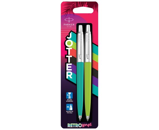 Ручка шариковая Parker JOTTER 17 Originals 80s Caribbean Green CT BP + Apple Green CT BP блистер (15 996_3534_2291)