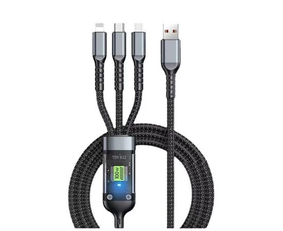 Дата кабель USB 2.0 AM to Lightning + Micro 5P + USB-C 1.2m 100W nylon black XoKo (SC-3100)