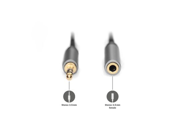 Кабель мультимедийный 3.5mm M to 3.5mm F 3.0m Digitus (DB-510210-030-S), изображение 4 Кабель мультимедийный 3.5mm M to 3.5mm F 3.0m Digitus (DB-510210-030-S), изображение 4