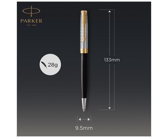 Ручка шариковая Parker SONNET 17 Metal & Black Lacquer GT BP (68 132), изображение 3 Ручка шариковая Parker SONNET 17 Metal & Black Lacquer GT BP (68 132), изображение 3
