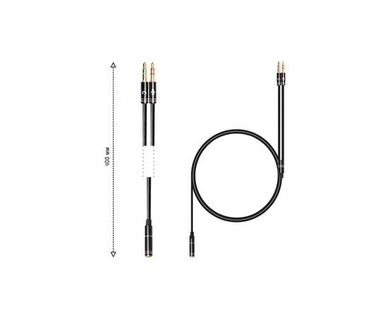 Кабель мультимедийный 3.5mm F to 2x3.5mm M 0.4m (4pin) black XoKo (AC-009), изображение 4 Кабель мультимедийный 3.5mm F to 2x3.5mm M 0.4m (4pin) black XoKo (AC-009), изображение 4