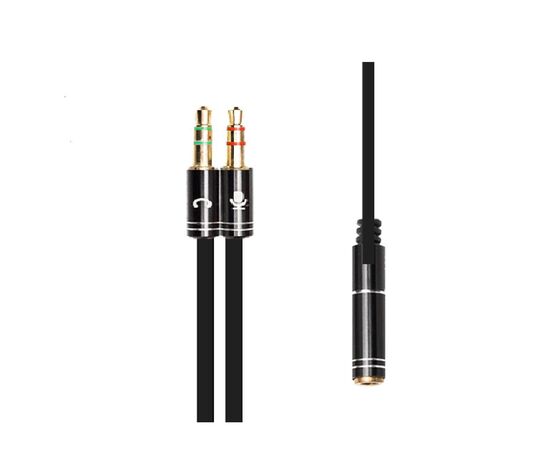 Кабель мультимедийный 3.5mm F to 2x3.5mm M 0.4m (4pin) black XoKo (AC-009)