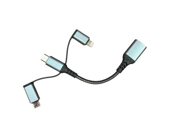 Переходник OTG USB 3.0 AF to USB-C + Micro 5P + Lightning 0.11m 60W XoKo (XK-AC-155), изображение 2