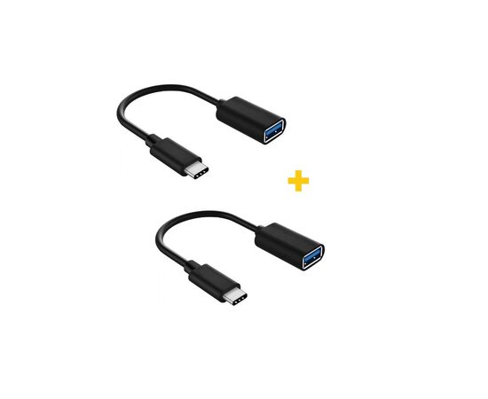 Дата кабель OTG USB 2.0 AF to USB-C 0.11m 2PCS black XoKo (XK-AC230-BK2)