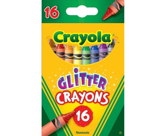 Олівці кольорові Crayola воскові з блискітками, 16 шт (256318.024)