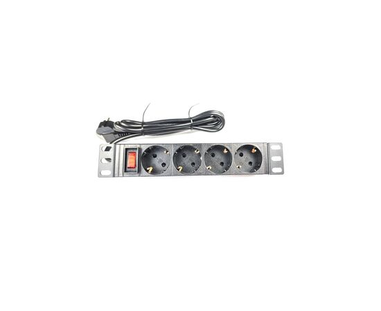 Силовой блок 10" 1U, 4xSchuko, кабель 1.8м, вилка Schuko, алюм. корпус Eserver (WT-2316A)