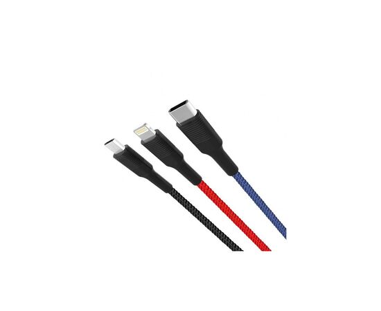 Дата кабель USB 2.0 AM to Lightning + Micro 5P + USB-C 1.2m black XO (XO-NB54-3in1), изображение 2
