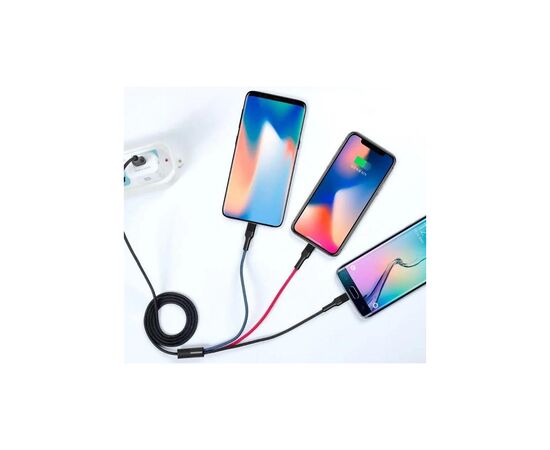 Дата кабель USB 2.0 AM to Lightning + Micro 5P + USB-C 1.2m black XO (XO-NB54-3in1), изображение 3