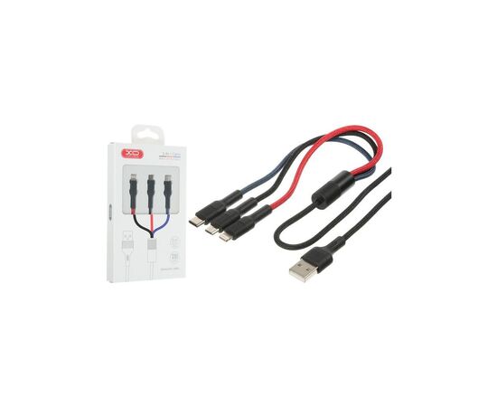 Дата кабель USB 2.0 AM to Lightning + Micro 5P + USB-C 1.2m black XO (XO-NB54-3in1), изображение 4