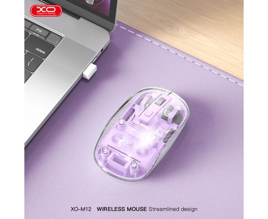 Мышка XO M12 Wireless Transparent/Pink (M12 Purple), изображение 6 Мышка XO M12 Wireless Transparent/Pink (M12 Purple), изображение 6