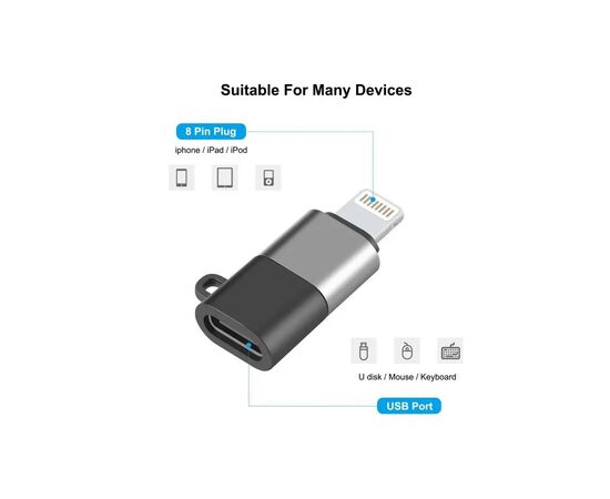 Переходник USB-C F to Lightning M charger-audio XoKo (AC-029), изображение 5 Переходник USB-C F to Lightning M charger-audio XoKo (AC-029), изображение 5