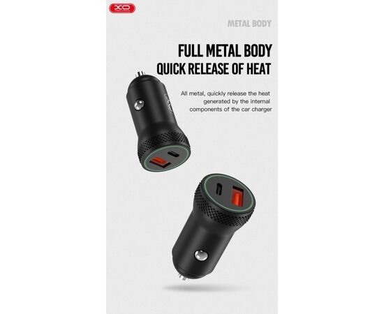 Зарядний пристрій XO 1xUSB QC3.0 + 1xUSB-C PD18W black (CC33-BK), зображення 5 Зарядний пристрій XO 1xUSB QC3.0 + 1xUSB-C PD18W black (CC33-BK), зображення 5