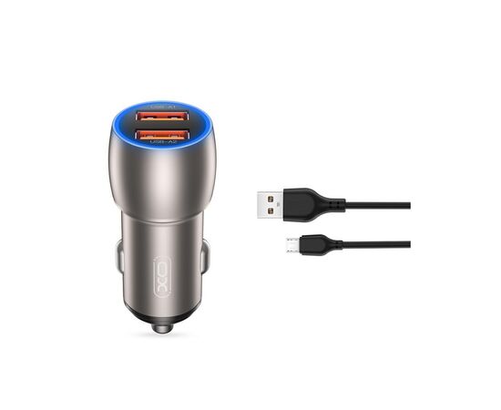 Зарядний пристрій XO 2xUSB QC3.0 36W + cable USB to Micro 5P black (СC52-M-BK)