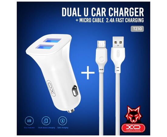 Зарядное устройство XO 2xUSB 2.4A + cable USB to Micro 5P white (TZ10-M-WH), изображение 3 Зарядное устройство XO 2xUSB 2.4A + cable USB to Micro 5P white (TZ10-M-WH), изображение 3
