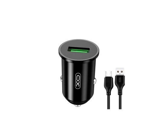 Зарядное устройство XO USB QC3.0 18W + cable USB to Micro 5P black (TZ12-M-BK)
