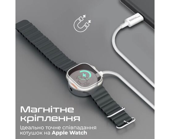 Зарядное устройство Promate USB-C to Apple Watch 1.2m 5V/1A (watchlink-c), изображение 3 Зарядное устройство Promate USB-C to Apple Watch 1.2m 5V/1A (watchlink-c), изображение 3