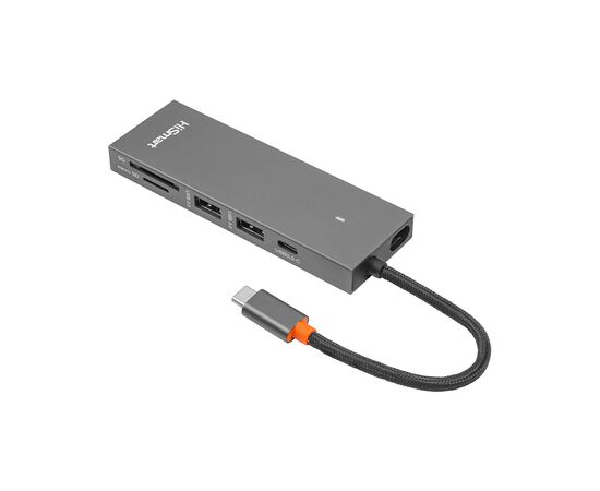 Концентратор HiSmart USB-C to 2xUSB 3.0 + 2xUSB-C + SD + TF + HDMI 4K60Hz gray (CA913459)