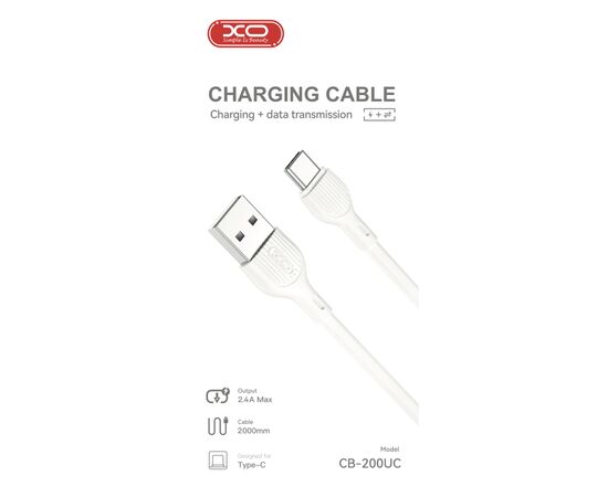 Дата кабель USB 2.0 AM to USB-C 2.0m 2.1A XO (CB-200UC), изображение 2 Дата кабель USB 2.0 AM to USB-C 2.0m 2.1A XO (CB-200UC), изображение 2
