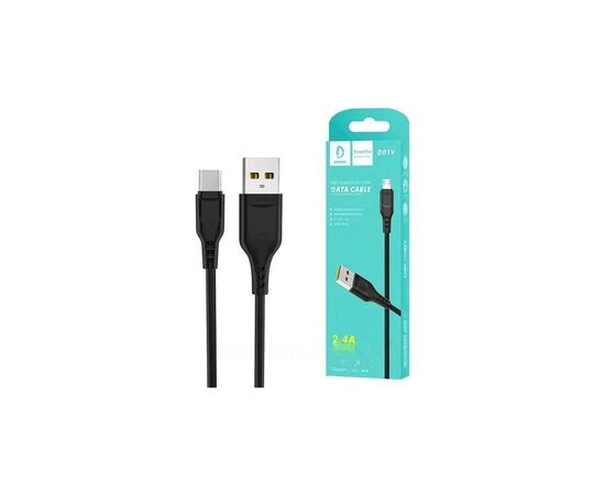 Дата кабель USB 2.0 AM to Micro 5P 1.0m 2.4A silicone black Denmen (DM-D01V-BK), изображение 2 Дата кабель USB 2.0 AM to Micro 5P 1.0m 2.4A silicone black Denmen (DM-D01V-BK), изображение 2