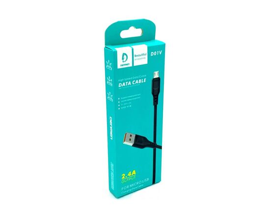 Дата кабель USB 2.0 AM to Micro 5P 1.0m 2.4A silicone black Denmen (DM-D01V-BK), изображение 5 Дата кабель USB 2.0 AM to Micro 5P 1.0m 2.4A silicone black Denmen (DM-D01V-BK), изображение 5