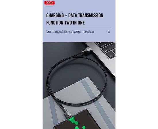 Дата кабель USB 2.0 AM to Lightning 1.0m 2.4A black XO (NB182-L-1-BK), изображение 3 Дата кабель USB 2.0 AM to Lightning 1.0m 2.4A black XO (NB182-L-1-BK), изображение 3